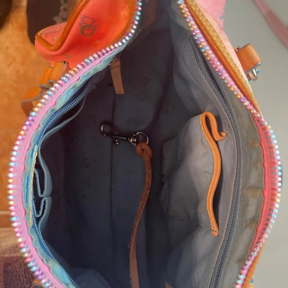 Multi color Dooney & Bourke rainbow monogram barrel handbag - Picture 2 of 8